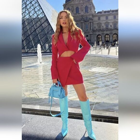 NWT Zara Cut out blazer dress pink size Small Bloggers Favorite - Picture 5 of 14